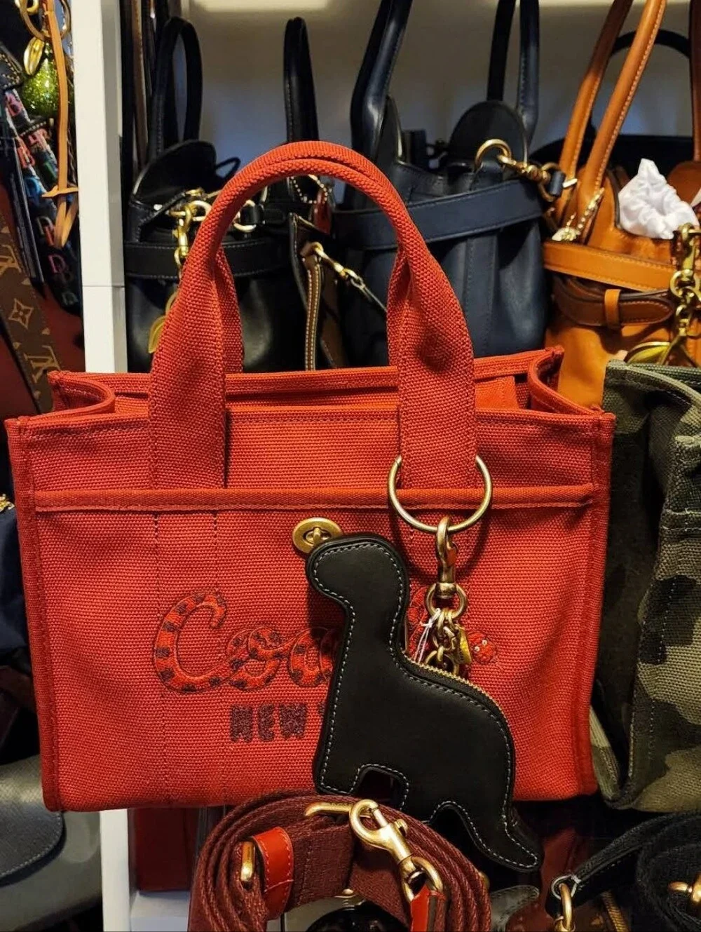 Coach Red Canvas Embroidered Tote Bag - Picture 2 of 4